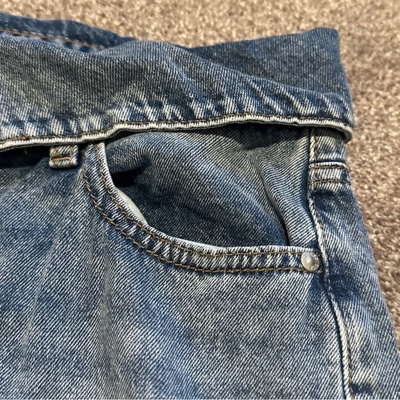 Guess Reda Fold Over High Waist Acid Wash Straight Leg Jeans Women’s Size 30 - Picture 5 of 16